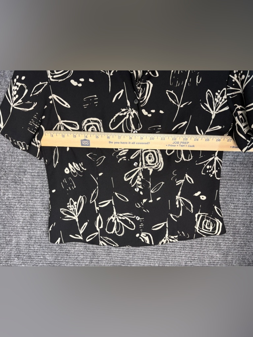 Pendleton Womens Black White Abstract Floral Short Sleeve Button Up Blouse Sz 4 - Picture 6 of 6